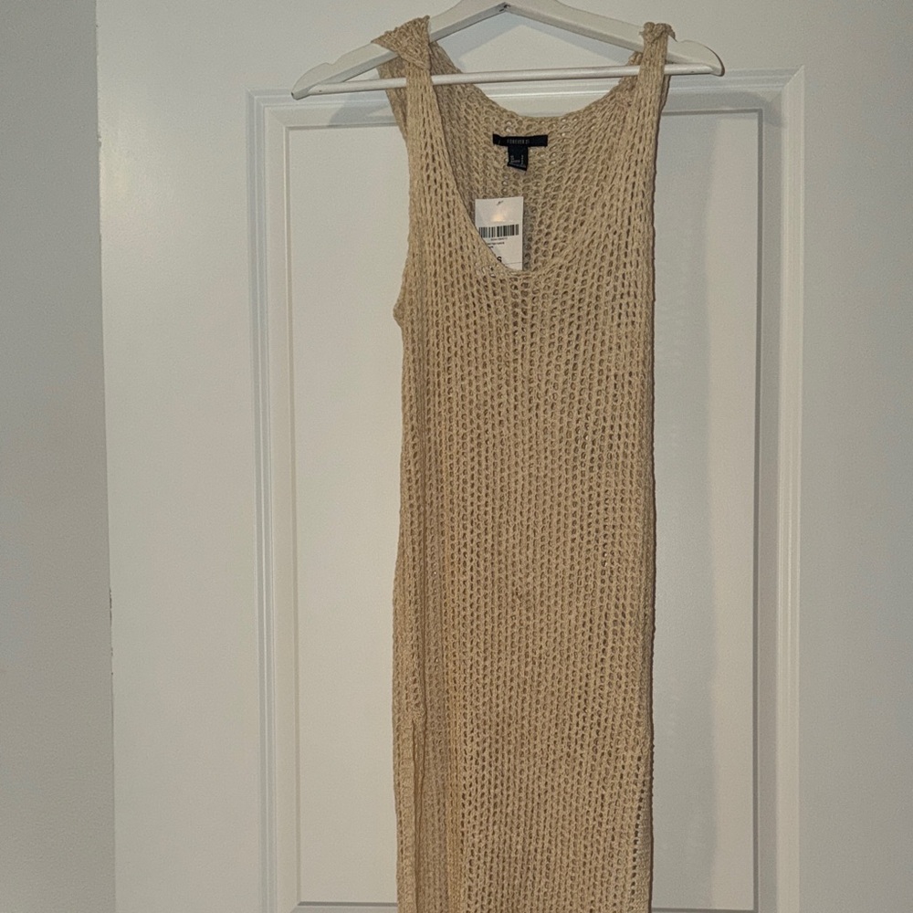 Forever 21 Beige Knit Summer Beach Maxi Dress
